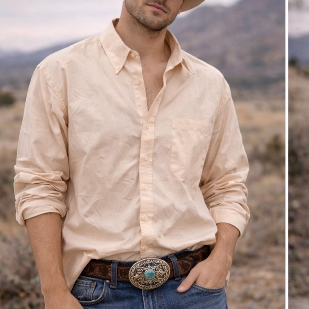Cinch Cream Striped Dot Western Button-Down – Rodeocore Cowboy Vintage Large